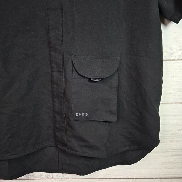 FIGS Jena Technical Snap Women’s Scrub Top Sz XS Black Short Sleeve 1000070 - Picture 3 of 10